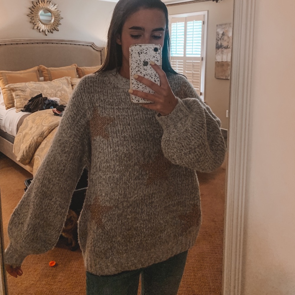 grey/pink sparkle star sweater